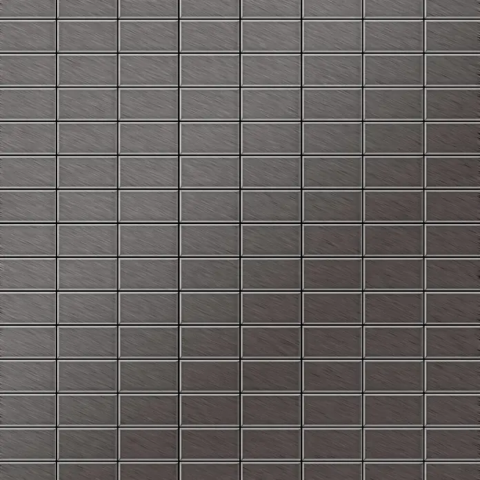 ALLOY Mosaikfliese Mosaik Fliese massiv Metall Titan gebürstet dunkelgrau 1,6mm Bauhaus-Ti-SB - 318 x 329 mm, Schwarz, Grau, Sonstiges - Vertikale Fliesenoberfläche in Dunkelgrau mit gebürsteter Metalltextur.