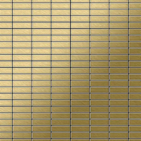 ALLOY  Mosaikfliese Mosaik Fliese massiv Metall Titan gebürstet gold 1,6mm stark Cabin-Ti-GB