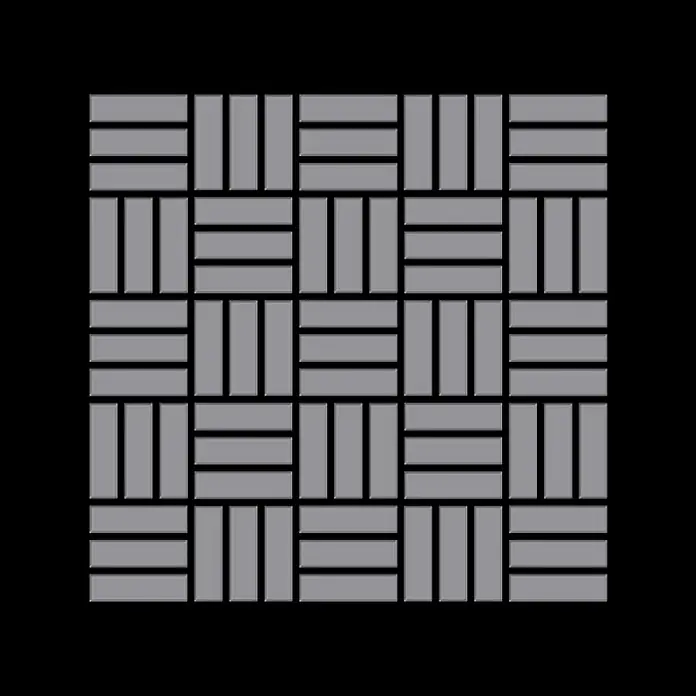 ALLOY Mosaikfliese Mosaik Fliese massiv Edelstahl matt grau 1,6mm stark Basketweave-S-S-MA - 288 x 288 mm, Grau, Silber, Matt - Graues Flechtmuster aus Fliesen.
