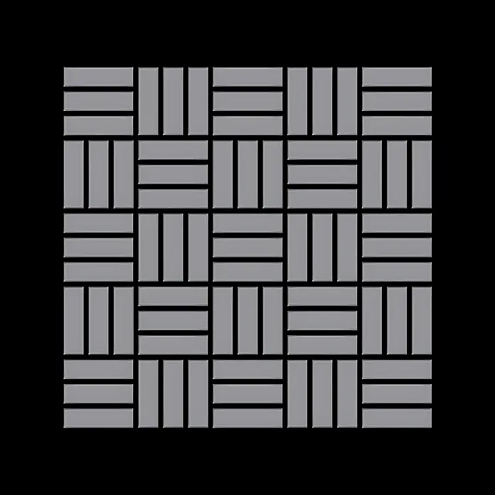 ALLOY Mosaikfliese Mosaik Fliese massiv Edelstahl matt grau 1,6mm stark Basketweave-S-S-MA - 288 x 288 mm, Grau, Silber, Matt - Graue rechteckige Fliesen in einem ineinandergreifenden Korbmuster.