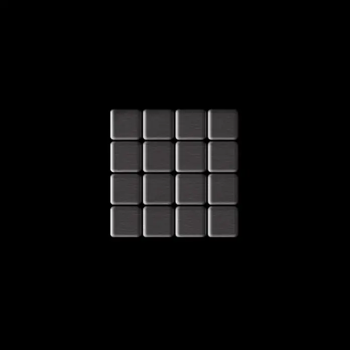 ALLOY Mosaikfliese Mosaik Fliese massiv Metall Titan gebürstet dunkelgrau 1,6mm Glomesh-Ti-SB - 316 x 316 mm, Schwarz, Grau, Sonstiges - Ein 4x4-Gitter aus dunkelgrauen gebürsteten Metallquadraten.