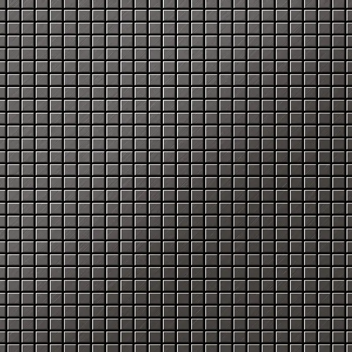ALLOY Mosaikfliese Mosaik Fliese massiv Metall Titan gebürstet dunkelgrau 1,6mm Glomesh-Ti-SB - 316 x 316 mm, Schwarz, Grau, Sonstiges - Nahtloses Muster aus dunkelgrauen, gebürsteten Metallquadraten. Industrielle oder moderne Fliesenoberfläche.