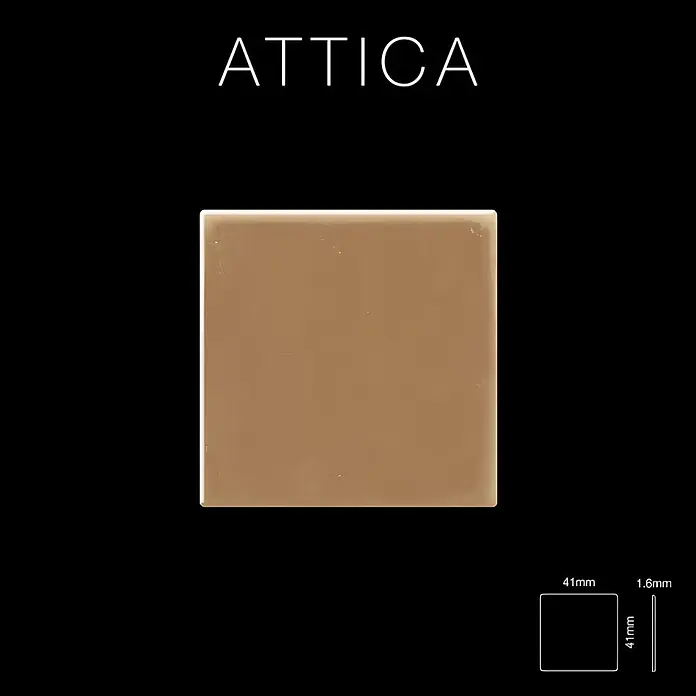 ALLOY Mosaikfliese Mosaik Fliese massiv Titan hochglänzend kupfer 1,6mm stark Attica-Ti-AM - 295 x 295 mm, Bronze, Hochglänzend - Hellbraune, glänzende, quadratische Fliese, 41x41mm groß und 1,6mm dick.