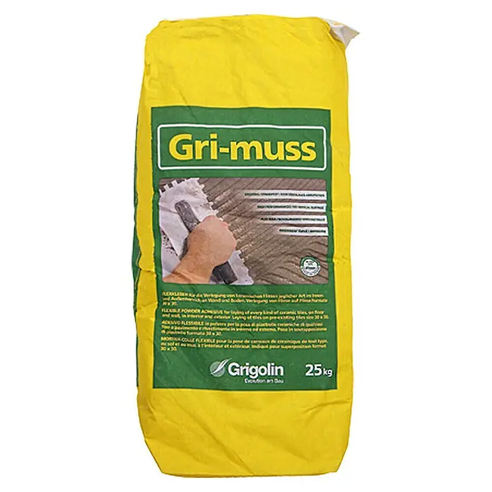Flexkleber Gri-muss - 25 kg - Ein Sack Gri-muss Flexibel Pulverkleber 25kg, ideal für keramische Fliesen, für Innen- und Außenbereiche, hohe Qualität.
