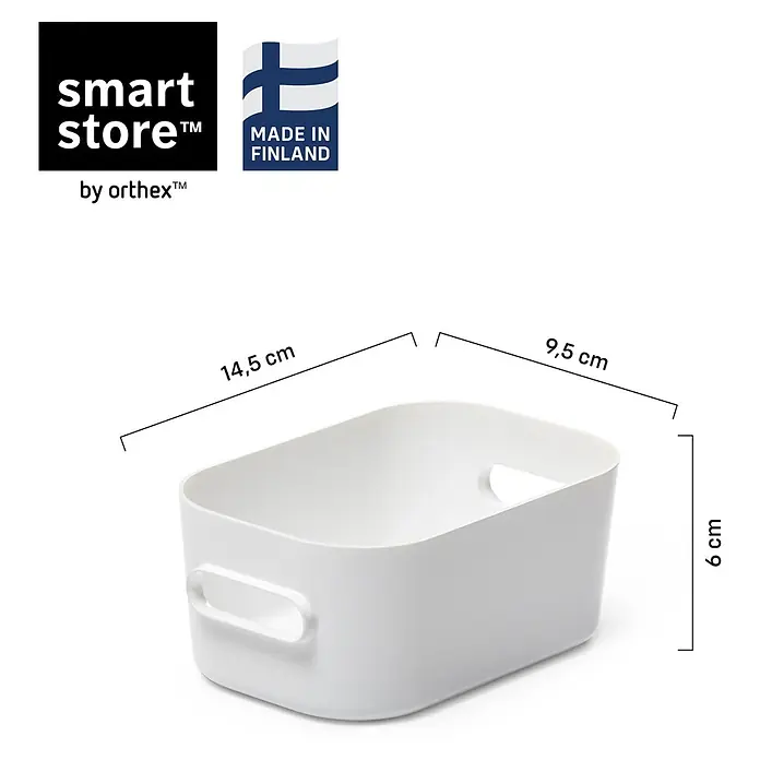 SmartStore Vorratsdose Compact - L x B x H: 14,5 x 9 x 6 cm, Kunststoff, Weiß - Weißer SmartStore by Orthex Aufbewahrungsbehälter mit Griffen, 14,5x9,5x6 cm. Hergestellt in Finnland.