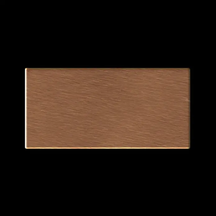 ALLOY Mosaikfliese Mosaik Fliese massiv Titan gebürstet kupfer 1,6mm stark Subway-Ti-AB - 76 x 152 mm, Bronze, Sonstiges - Rechteckige braune Plakette mit Holzmaserung.