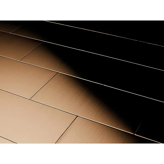 ALLOY Mosaikfliese Mosaik Fliese massiv Titan gebürstet kupfer 1,6mm stark Subway-Ti-AB - 76 x 152 mm, Bronze, Sonstiges - Gebürstete kupferfarbene Metallpaneele bilden eine strukturierte Oberfläche.