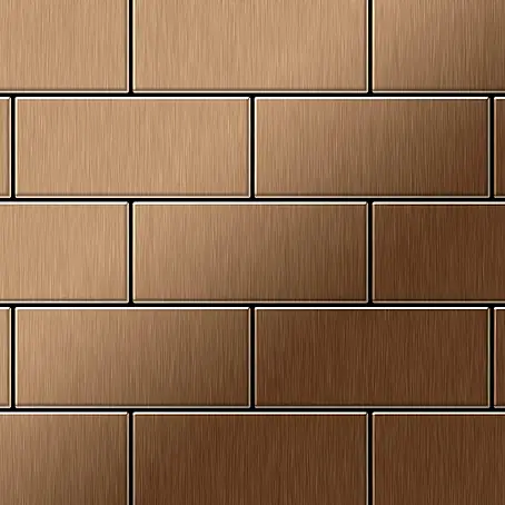 ALLOY  Mosaikfliese Mosaik Fliese massiv Titan gebürstet kupfer 1,6mm stark Subway-Ti-AB