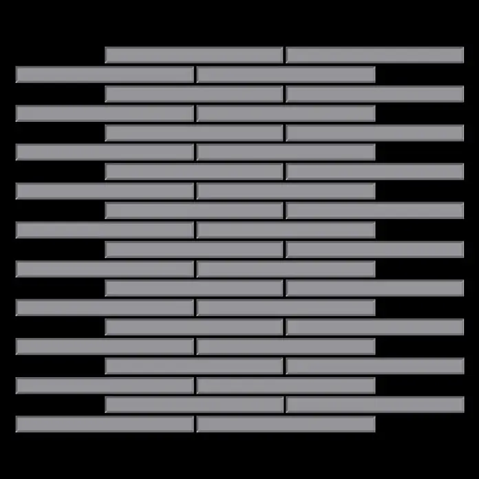 ALLOY Mosaikfliese Mosaik Fliese massiv Metall Edelstahl matt grau 1,6mm stark Avenue-S-S-MA - 289 x 315 mm, Grau, Silber, Matt - Graue rechteckige Mosaikfliesen in einem versetzten Muster.