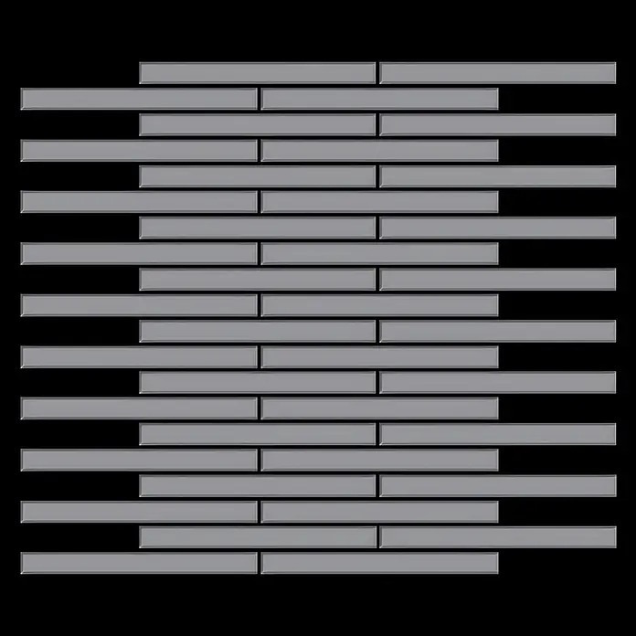 ALLOY Mosaikfliese Mosaik Fliese massiv Metall Edelstahl matt grau 1,6mm stark Avenue-S-S-MA - 289 x 315 mm, Grau, Silber, Matt - Graue rechteckige Mosaikfliesen in versetztem horizontalem Muster.