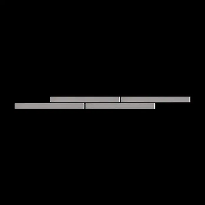 ALLOY Mosaikfliese Mosaik Fliese massiv Metall Edelstahl matt grau 1,6mm stark Avenue-S-S-MA - 289 x 315 mm, Grau, Silber, Matt - Hellgraue rechteckige Mosaikfliesen in einem versetzten Muster.