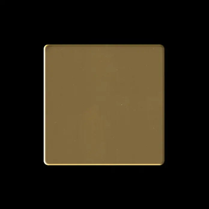 ALLOY Mosaikfliese Mosaik Fliese massiv Metall Titan hochglanz gold 1,6mm Cinquanta-Ti-GM - 306 x 306 mm, Gold, Hochglänzend - Matte goldene quadratische Platte mit abgerundeten Ecken.