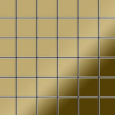 ALLOY  Mosaikfliese Mosaik Fliese massiv Metall Titan hochglanz gold 1,6mm Cinquanta-Ti-GM