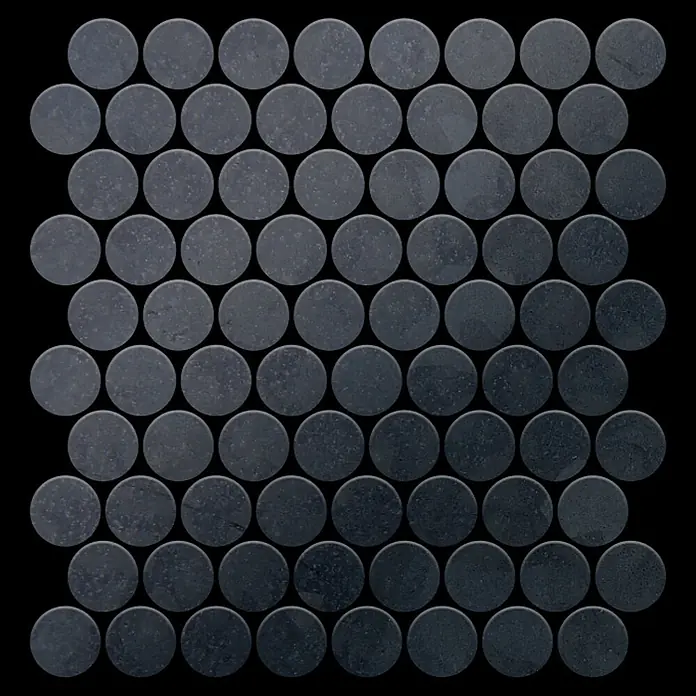 ALLOY Mosaikfliese Mosaik Fliese massiv Metall Rohstahl gewalzt grau 1,6mm stark Dollar-RS - 295 x 322 mm, Grau, Sonstiges - Matte dunkelgraue runde Mosaikfliesen aus Naturstein.