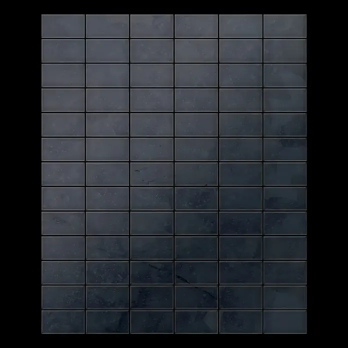 ALLOY Mosaikfliese Mosaik Fliese massiv Metall Rohstahl gewalzt grau 1,6mm stark Bauhaus-RS - 318 x 329 mm, Grau, Sonstiges - Dunkelgraue Rechteckfliesen mit dezenter Textur, in einem Raster angeordnet.