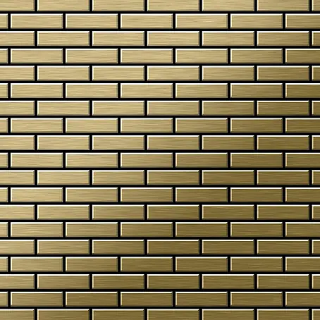 ALLOY  Mosaikfliese Mosaik Fliese massiv Metall Titan gebürstet gold 1,6mm stark PK-Ti-GB