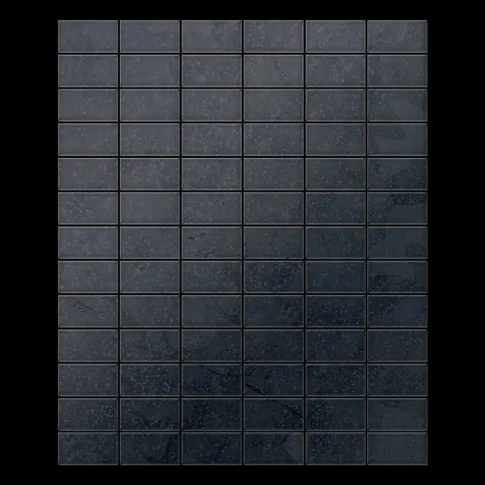 ALLOY Mosaikfliese Mosaik Fliese massiv Metall Rohstahl gewalzt grau 1,6mm stark Bauhaus-RS - 318 x 329 mm, Grau, Sonstiges - Dunkelgraue rechteckige Steinfliesen mit mattem Finish, in einem Raster angeordnet.