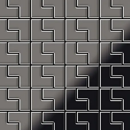 ALLOY  Mosaikfliese Mosaik Fliese massiv Metall Titan hochglanz dunkelgrau 1,6mm Kink-Ti-SM