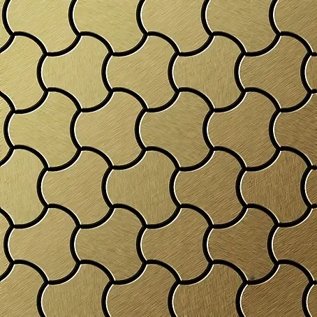 ALLOY  Mosaikfliese Mosaik Fliese massiv Metall Titan gebürstet gold 1,6mm stark Ubiquity-Ti-GB