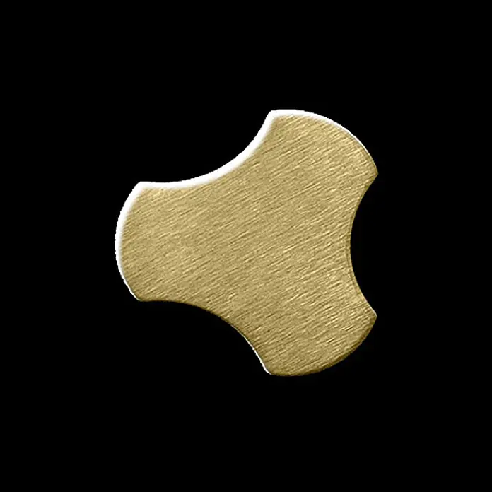 ALLOY Mosaikfliese Mosaik Fliese massiv Metall Titan gebürstet gold 1,6mm stark Ubiquity-Ti-GB - 270 x 325 mm, Gold, Sonstiges - Gebürstetes Gold, dreilappiges Metallstück.
