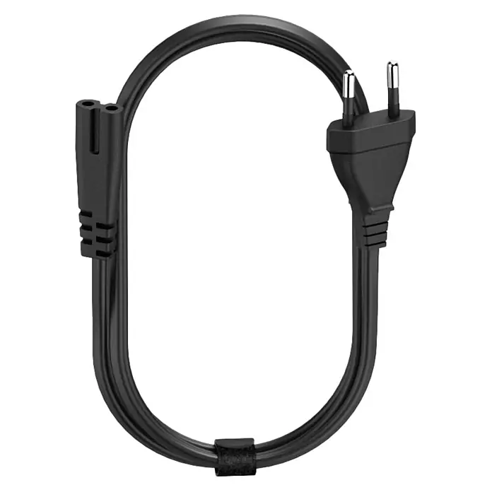 Hama Ladegerät 00200002 15-19V/65W - Schwarz, L x B x H: 3,1 x 5,5 x 1,2 cm - Schwarzes Stromkabel mit C7 (Acht)-Stecker und 2-poligem Eurostecker.