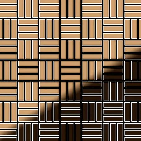 ALLOY  Mosaikfliese Mosaik Fliese massiv Metall Titan hochglanz kupfer 1,6mm Basketweave-Ti-AM