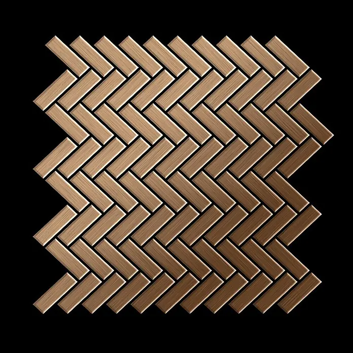 ALLOY Mosaikfliese Mosaik Fliese massiv Metall Titan gebürstet kupfer 1,6mm Herringbone-Ti-AB - 309 x 300 mm, Bronze, Sonstiges - Bronze gebürstetes Metall Fischgrätmuster Fliesen.