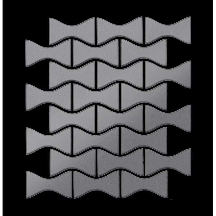 ALLOY Mosaikfliese Mosaik Fliese massiv Metall Edelstahl matt grau 1,6mm stark Kismet-S-S-MA - 329 x 299 mm, Grau, Silber, Matt - Graue, wellenförmige Verbundsteine bilden ein dekoratives Muster.