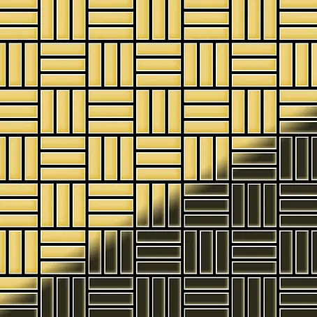 ALLOY  Mosaikfliese Mosaik Fliese massiv Messing gewalzt gold 1,6mm stark Basketweave-BM