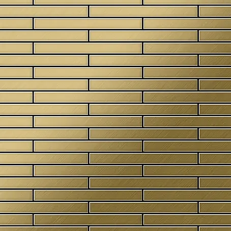 ALLOY  Mosaikfliese Mosaik Fliese massiv Metall Titan gebürstet gold 1,6mm stark Deedee-Ti-GB