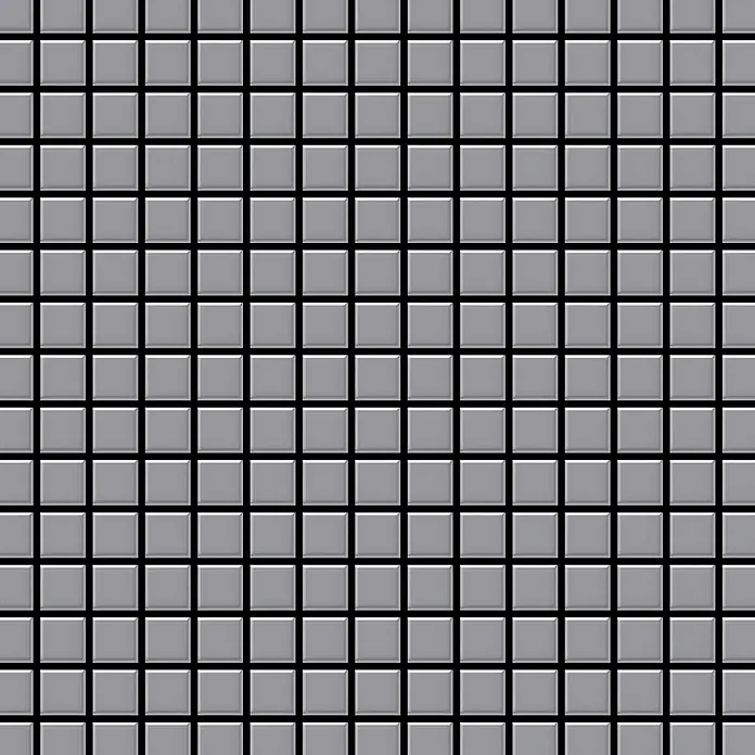 ALLOY Mosaikfliese Mosaik Fliese massiv Metall Edelstahl matt grau 1,6mm stark Mosaic-S-S-MA - 322 x 322 mm, Grau, Silber, Matt - Nahtloses Muster aus grauen Quadratfliesen mit dunklen Fugen. Abgeschrägte Kanten erzeugen einen Metall- oder Keramik-Look.