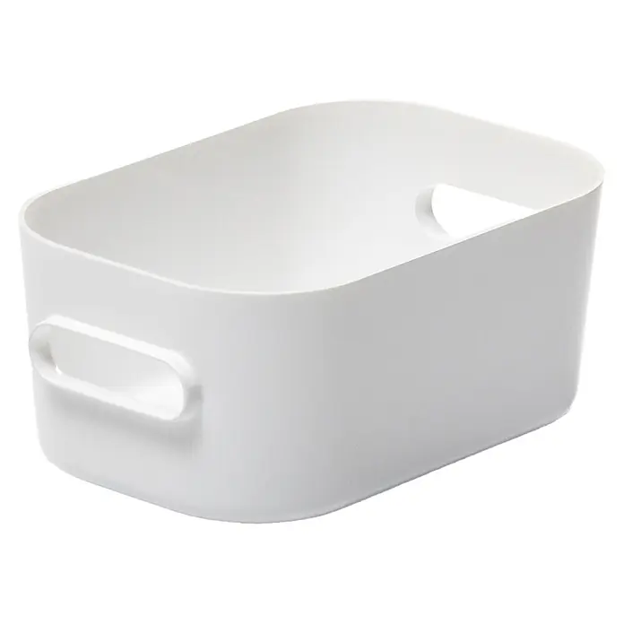 SmartStore Vorratsdose Compact - L x B x H: 14,5 x 9 x 6 cm, Kunststoff, Weiß - Weiße rechteckige Kunststoff-Aufbewahrungsbox mit integrierten Griffen.