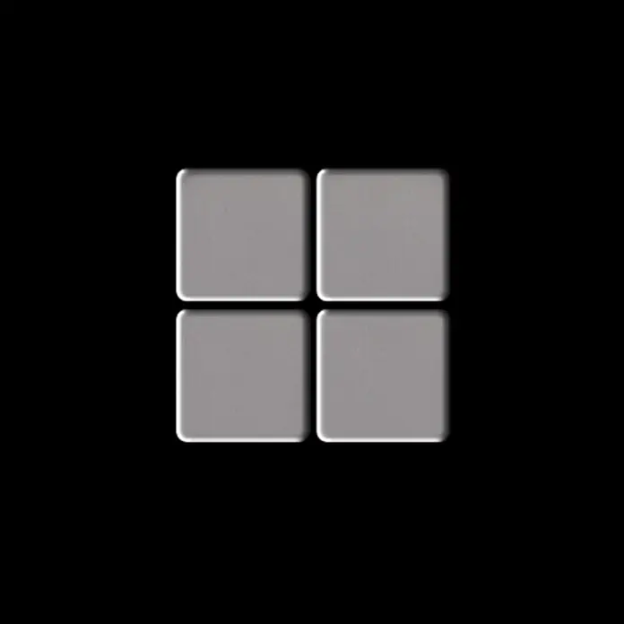 ALLOY Mosaikfliese Mosaik Fliese massiv Metall Edelstahl matt grau 1,6mm stark Mosaic-S-S-MA - 322 x 322 mm, Grau, Silber, Matt - Vier hellgraue Quadrate mit abgerundeten Ecken in einem 2x2-Raster.