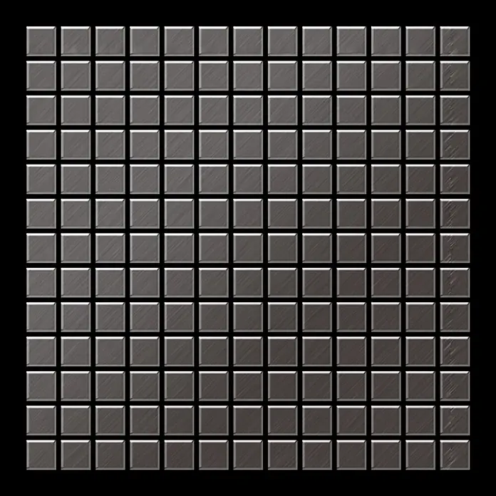 ALLOY Mosaikfliese Mosaik Fliese massiv Titan gebürstet dunkelgrau 1,6mm stark Mosaic-Ti-SB - 322 x 322 mm, Schwarz, Grau, Sonstiges - Gitter aus gleichmäßigen quadratischen Fliesen mit gebürsteter Metalltextur, in Metallic-Grau.