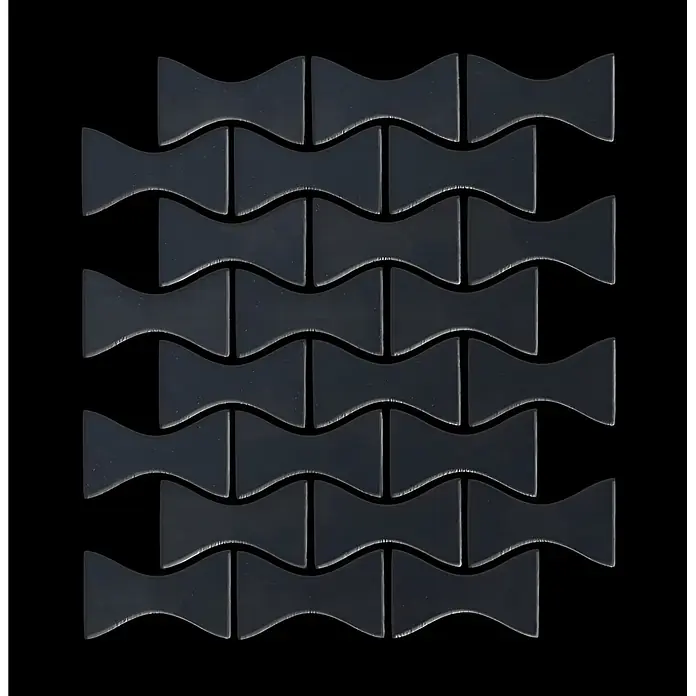 ALLOY Mosaikfliese Mosaik Fliese massiv Metall Rohstahl gewalzt grau 1,6mm stark Kismet-RS - 329 x 299 mm, Grau, Sonstiges - Dunkelgraue Fliesen in Schmetterlingsform, in einem ineinandergreifenden Muster angeordnet.