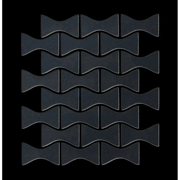 ALLOY Mosaikfliese Mosaik Fliese massiv Metall Rohstahl gewalzt grau 1,6mm stark Kismet-RS - 329 x 299 mm, Grau, Sonstiges - Dunkelgraue, texturierte, ineinandergreifende Schleifenmosaikfliesen.