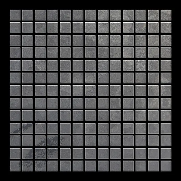 ALLOY Mosaikfliese Mosaik Fliese massiv Metall Rohstahl gewalzt grau 1,6mm stark Mosaic-RS - 322 x 322 mm, Grau, Sonstiges - Dunkelgraue quadratische Mosaikfliesen, geeignet für Wände oder Böden.