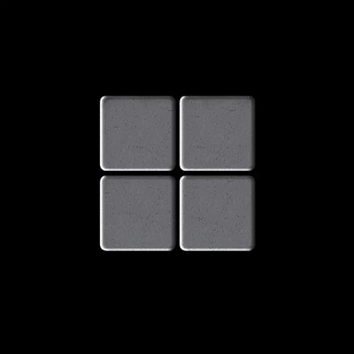 ALLOY Mosaikfliese Mosaik Fliese massiv Metall Rohstahl gewalzt grau 1,6mm stark Mosaic-RS - 322 x 322 mm, Grau, Sonstiges - Vier graue Quadratelemente mit strukturierter Oberfläche, in einem Raster angeordnet.