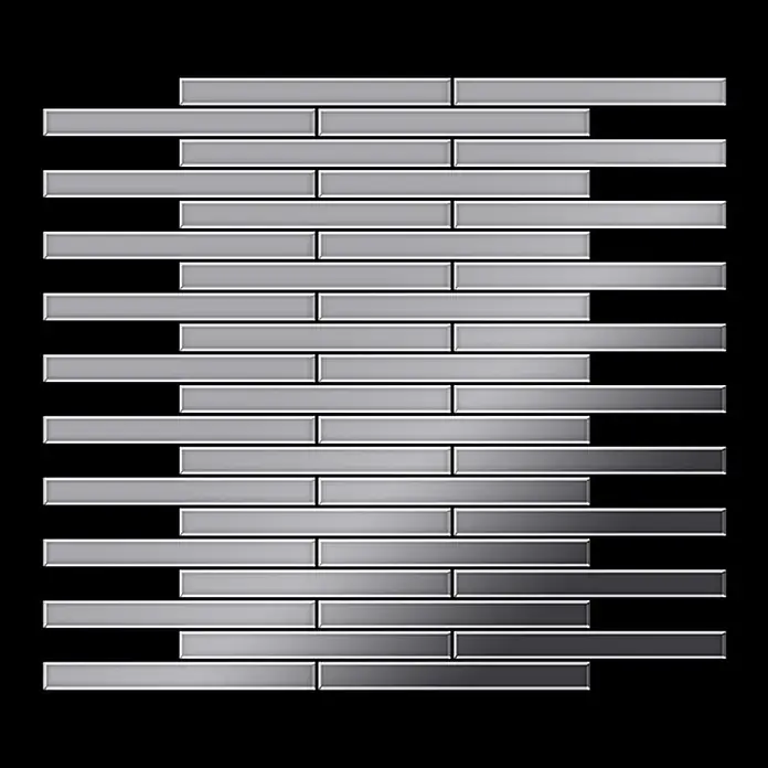 ALLOY Mosaikfliese Mosaik Fliese massiv Edelstahl marine hochglanz grau 1,6mm Deedee-S-S-MM - 316 x 247 mm, Grau, Silber, Blau, Hochglänzend - Silbergraue Metallmosaikfliesen mit horizontalem Farbverlauf.