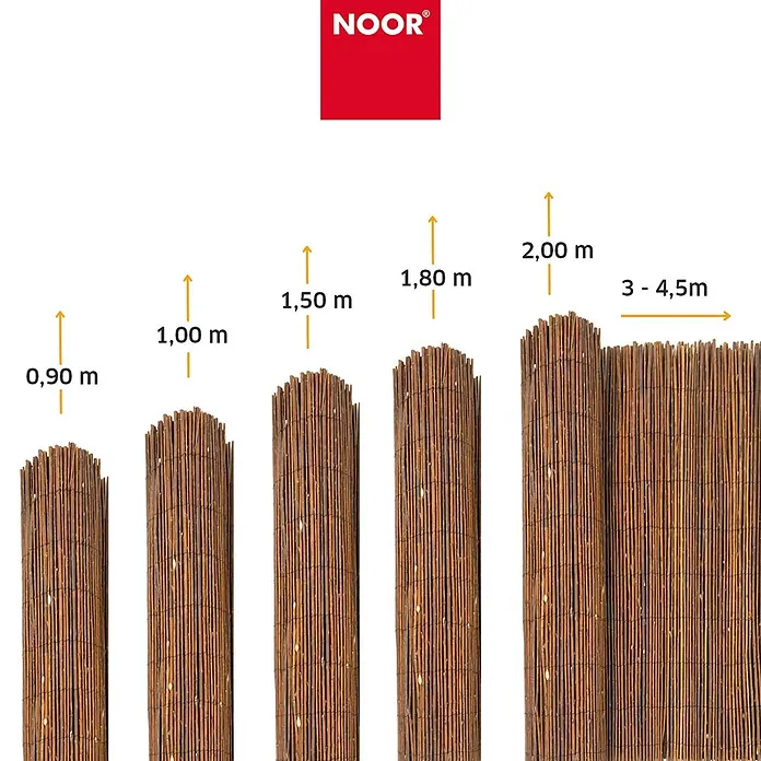 NOOR Sichtschutzelement DELUXE Weidematte - Naturmaterialien, Natur - NOOR Naturweidenzaun in verschiedenen Höhen (0,90m bis 2,00m) und Längen (3-4,5m).