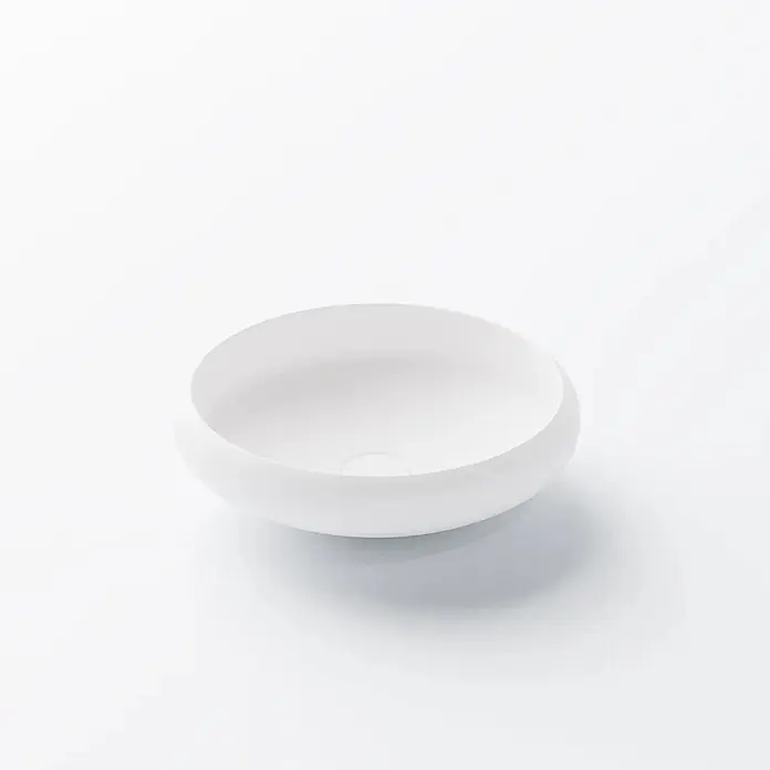 Vola Waschtisch - 0 x 0 cm - Weißes, organisch geformtes Aufsatzwaschbecken mit glatter, matter Oberfläche.