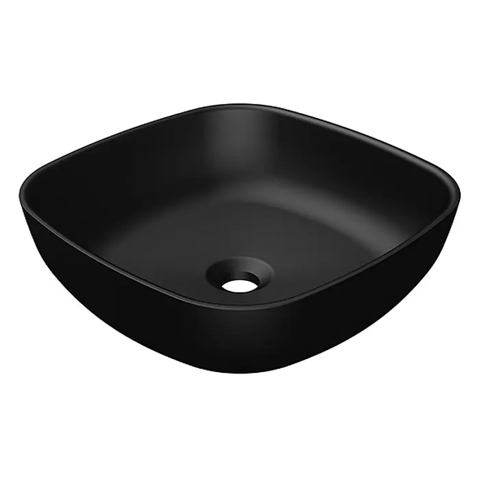 Vola Waschtisch - 0 x 0 cm - Matt schwarzes quadratisches Aufsatzwaschbecken mit abgerundeten Ecken.