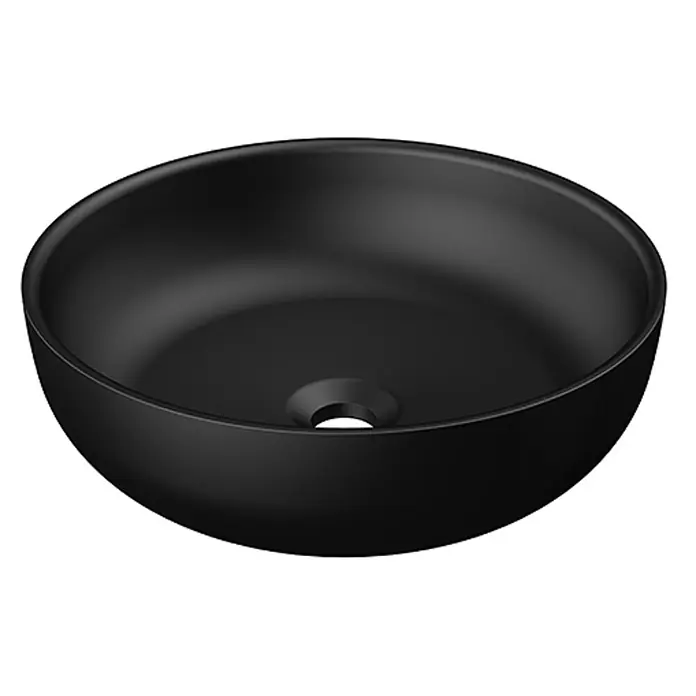 Vola Waschtisch - 0 x 0 cm - Mattschwarzes rundes Aufsatzwaschbecken.