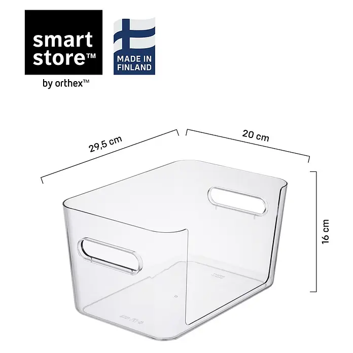 SmartStore Vorratsdose Compact Access - L x B x H: 20 x 29,5 x 16 cm, Kunststoff, Transparent - Transparente Kunststoff-Aufbewahrungsbox mit Griffen, 29,5 cm L x 20 cm B x 16 cm H.