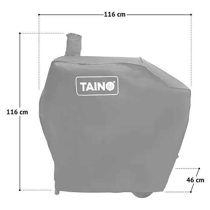 TAINO Grill-Schutzhülle - Passend für: TAINO KAMAYO, 600 D, Schwarz - Graue TAINO Grillabdeckung (116x116x46 cm) zum Schutz eines Grills.