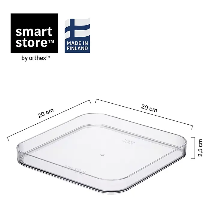 Deckel Compact Sqare - L x B x H: 20 x 20 x 2,5 cm, Transparent - Transparentes rechteckiges Smart Store by Orthex Aufbewahrungsfach, 20x20x2,5 cm.