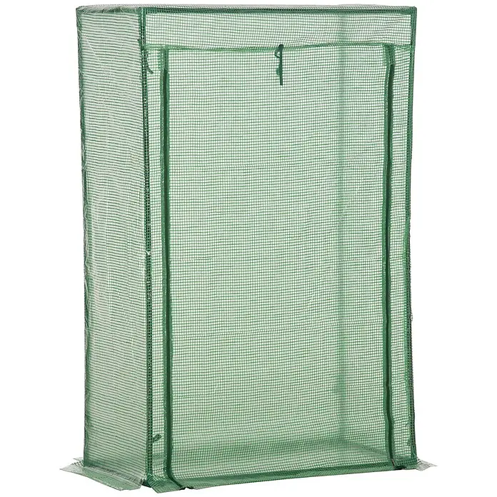 Outsunny Gewächshaus - 100 x 50 cm, Material Seitenwand: Kunststoff, 0,3 mm, Grün - Hohes grünes Netzgewächshaus mit Reißverschluss an der Vorderseite.