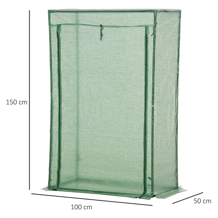 Outsunny Gewächshaus - 100 x 50 cm, Material Seitenwand: Kunststoff, 0,3 mm, Grün - Grünes Netz-Gewächshaus, 150x100x50 cm.