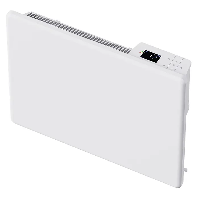 Sannover Planheizkörper - B x H: 500 x 400 mm, Typ Heizkörper: Sonstige - Weiße elektrische Heizung mit digitalem Display und Luftauslässen.