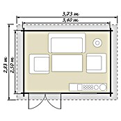Caseta de madera Lounge 1 (Madera, Área: 8,5 m², Espesor de pared: 28 mm)